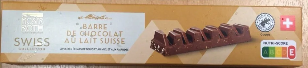 Barre de chocolat au lait suisse