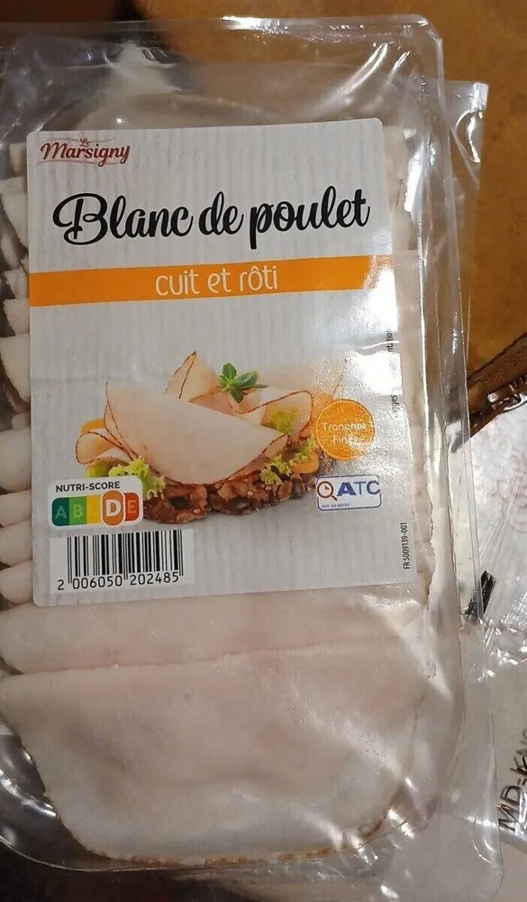 Blanc de poulet cuit et rôti