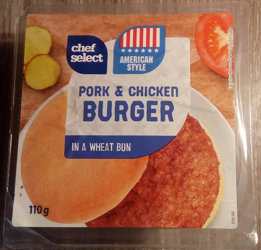 Chef Select Pork & Chicken Burger in a wheat bun
