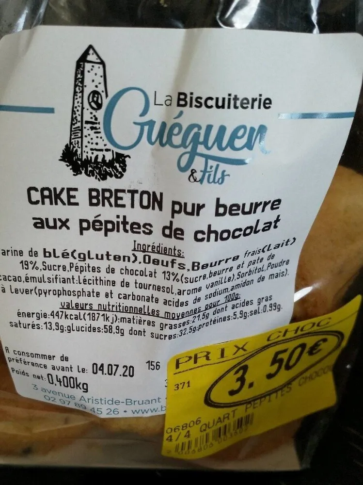 Cake Breton pur beurre aux pépites de chocolat