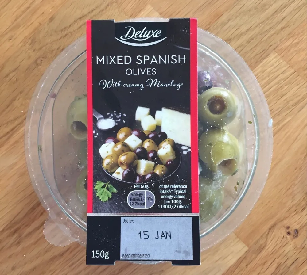 Mixed Spanish Olives with creamy manchego