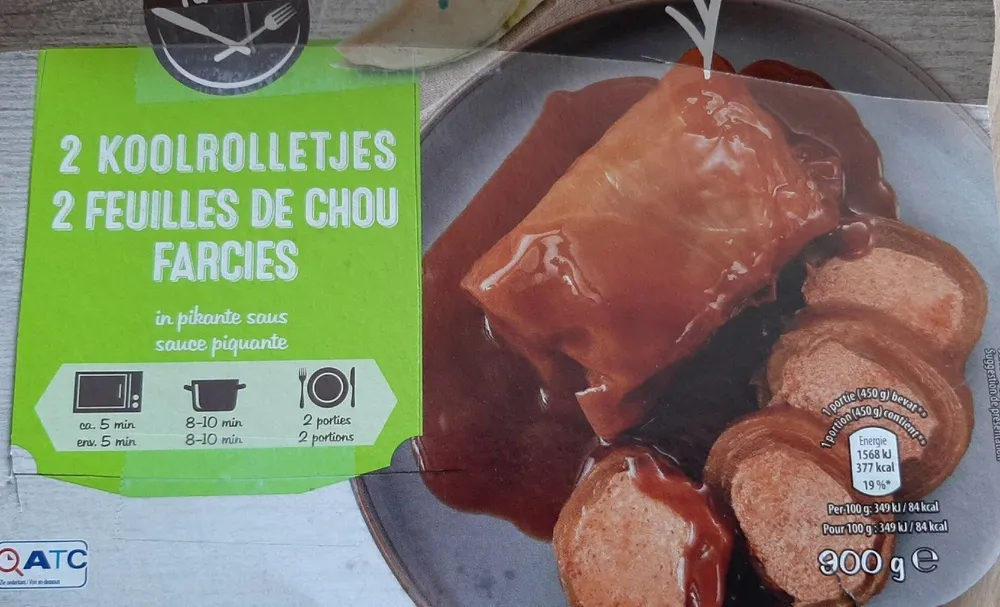 2 feuilles de chou farcies