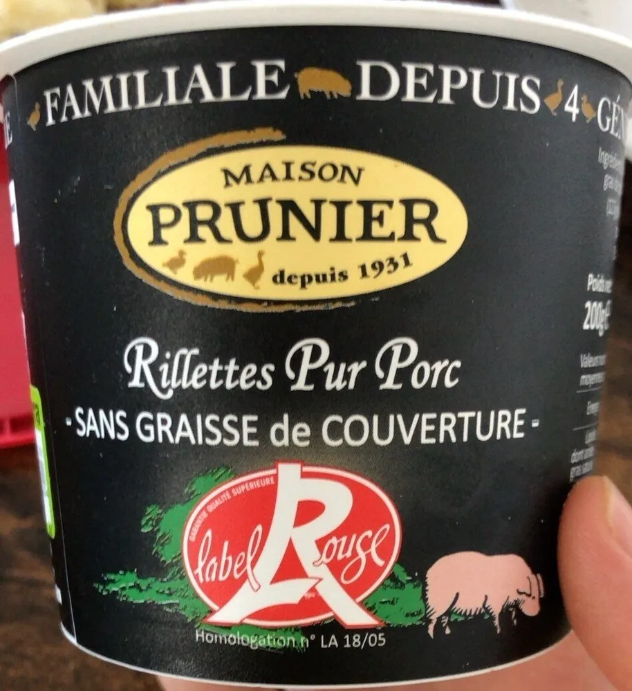 Rillettes pur porc, sans graisse de couverture
