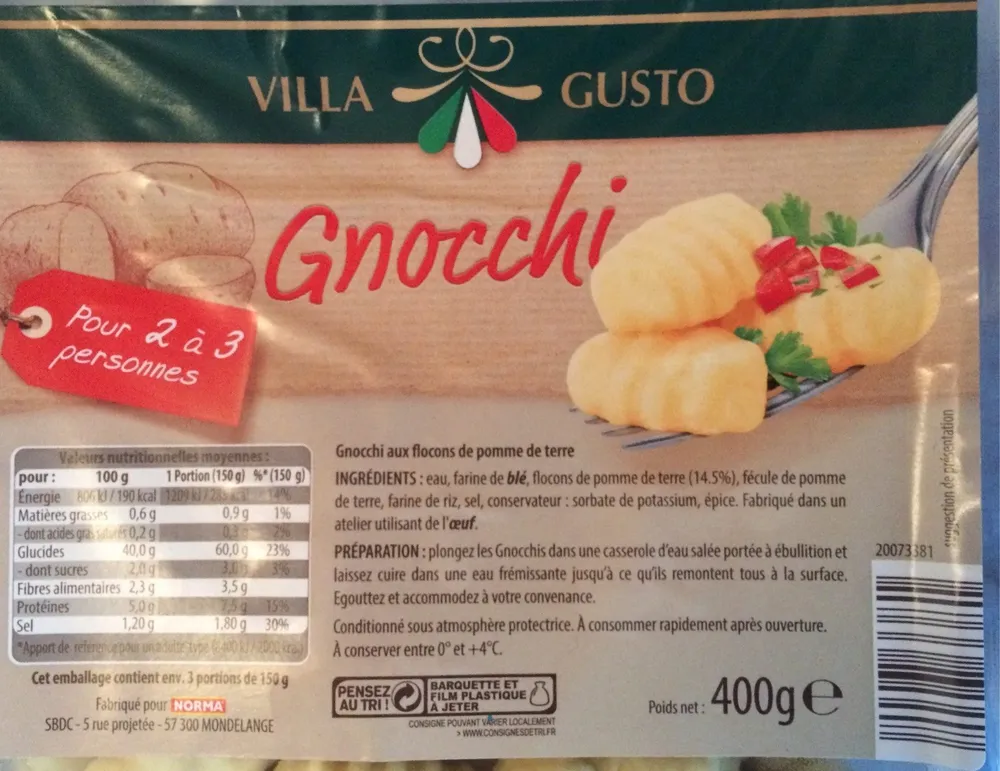 Gnocchi aux flocons de pomme de terre