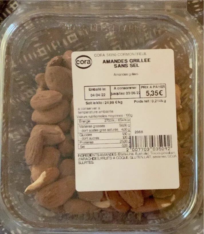 Amandes Grillées Sans Sel