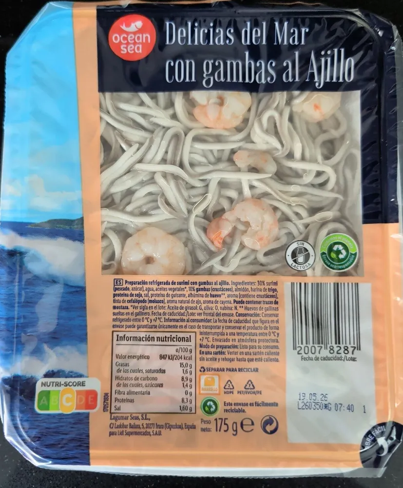 Delicias con gambas al ajillo