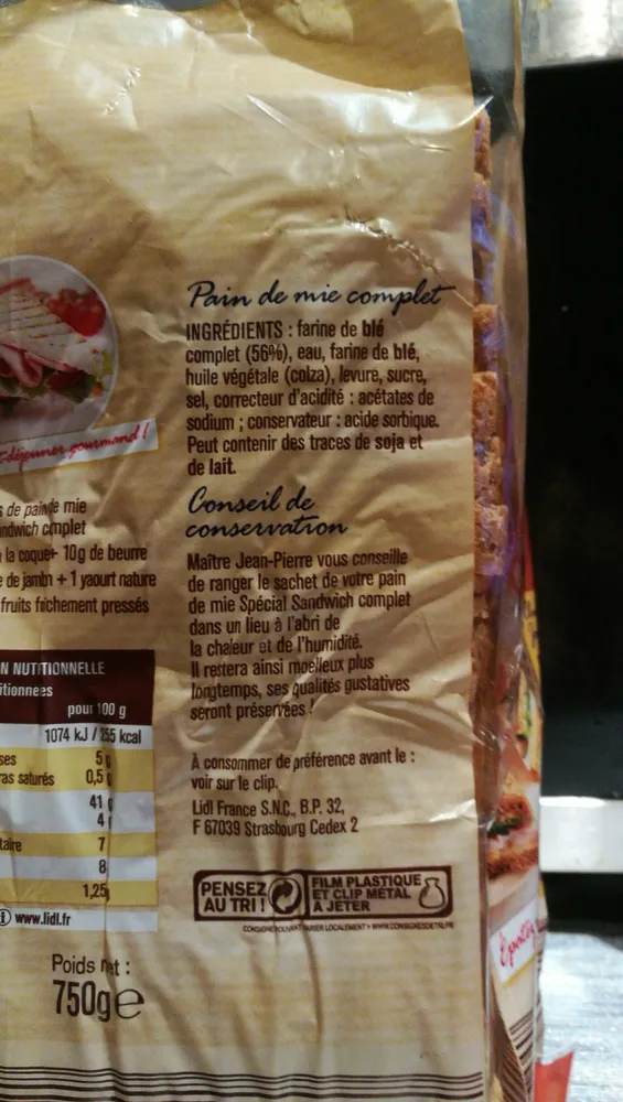 Pain de mie complet