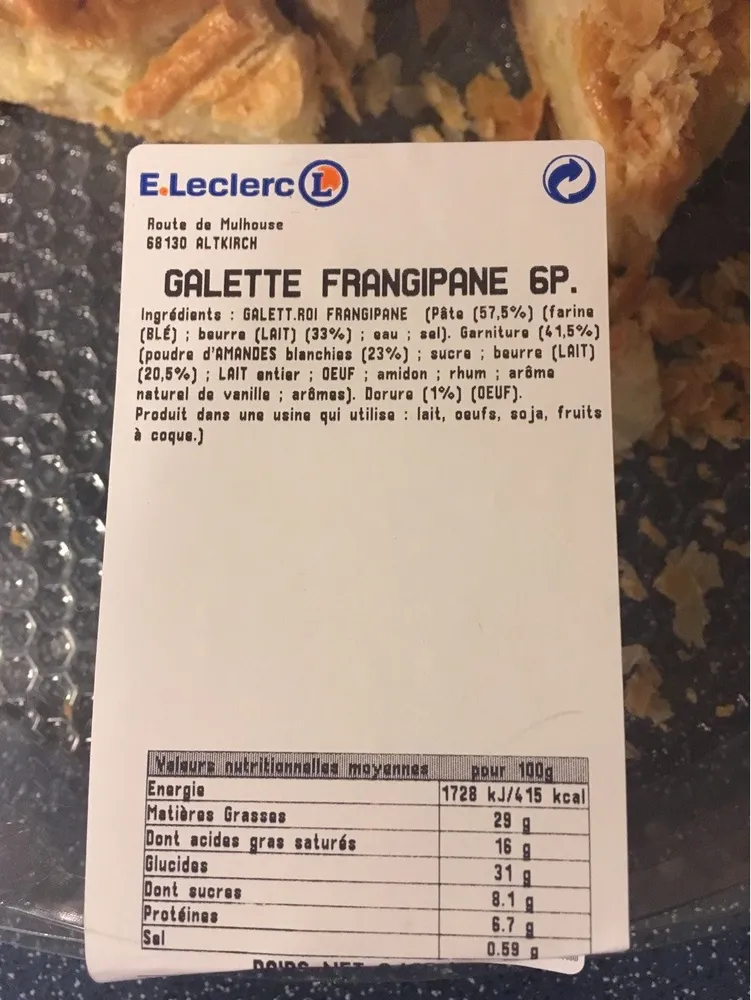 Galette Frangipane 6P.