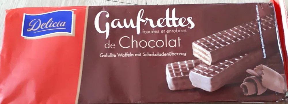 Gaufrettes fourrées et enrobés de chocolat