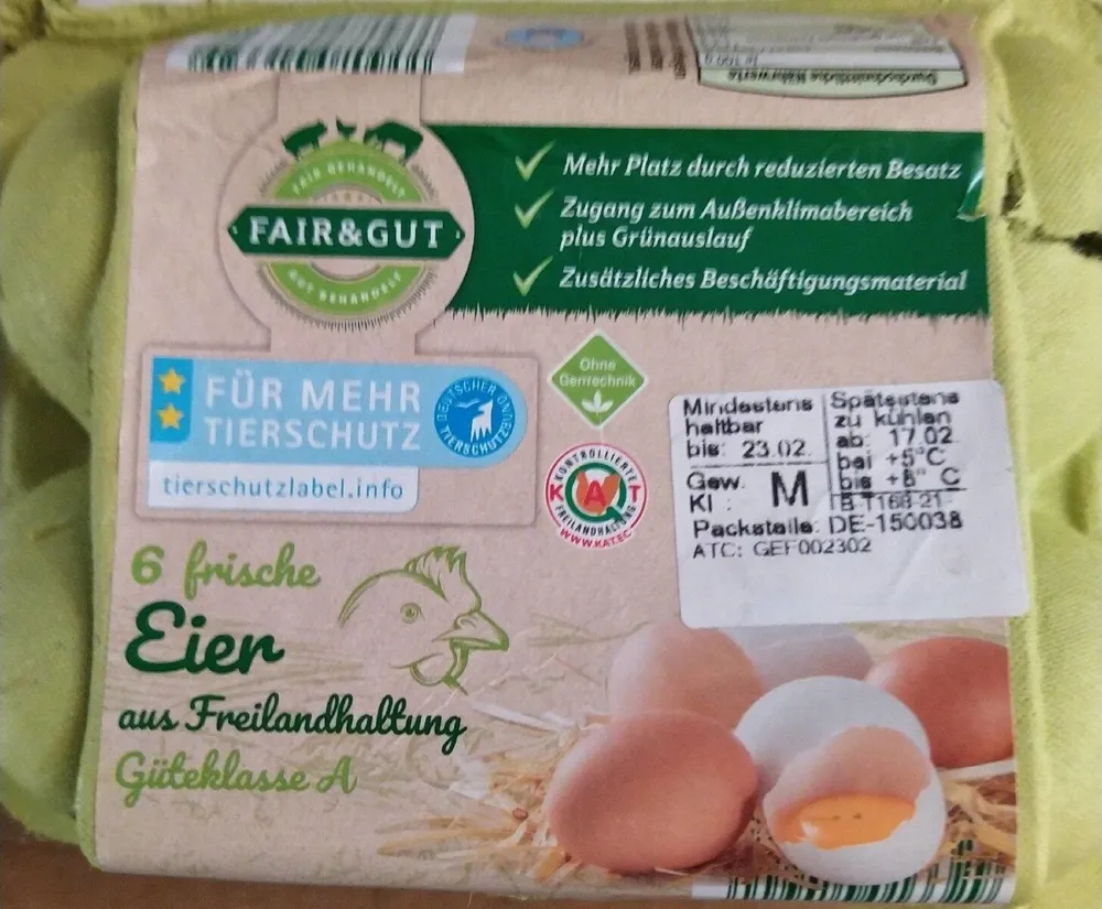 6 frische Eier aus Freilandhaltung