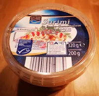 Surimi in Jumbo-Garnelenform in Knoblauchöl