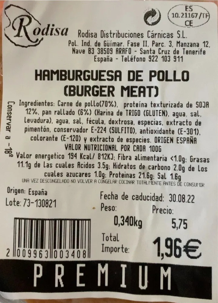 Hamburguesa de pollo