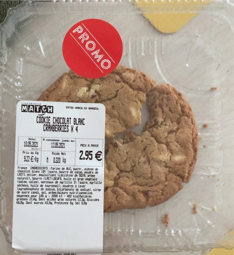 Cookie Chocolat Blanc Cranberries