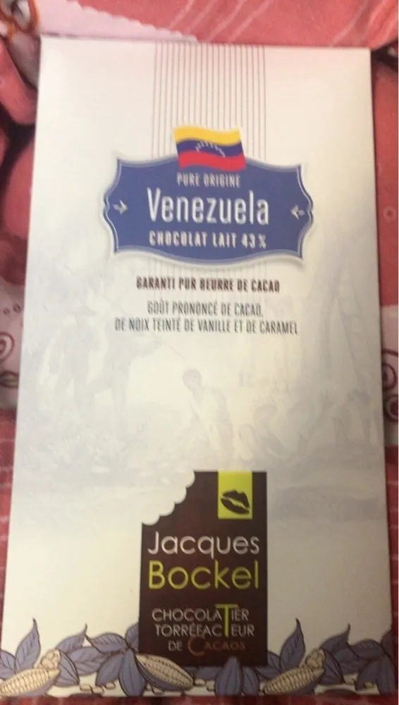 Tablette de chocolat au lait aux fèves de cacao du venezuela
