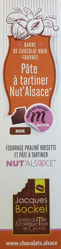 Barre de chocolat noir fourrée Pâte à tartiner Nut'Alsace