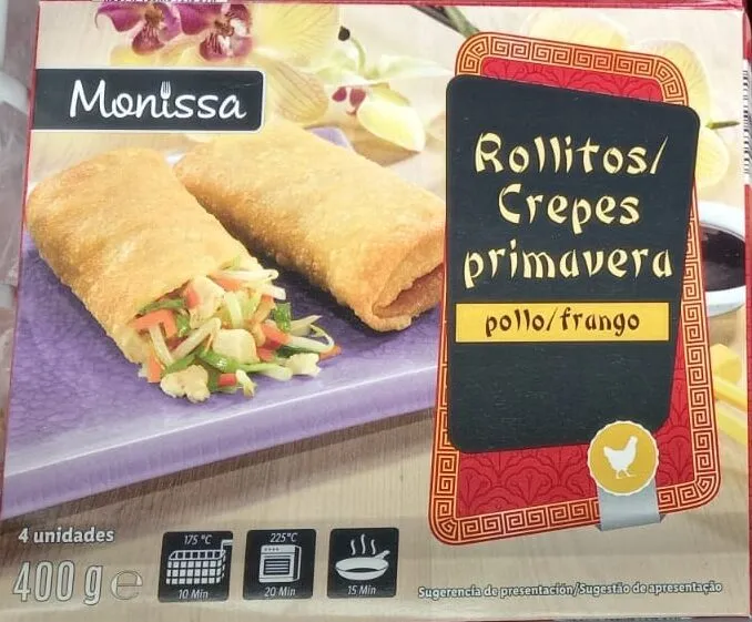 Rollitos Crepes primavera pollo/frango
