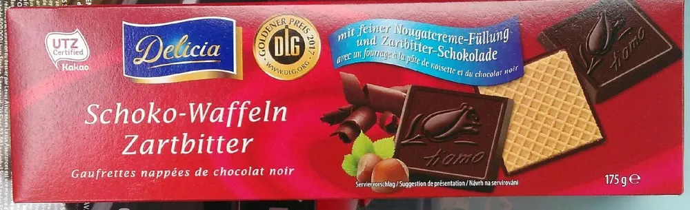 Gaufrettes nappées de chocolat noir