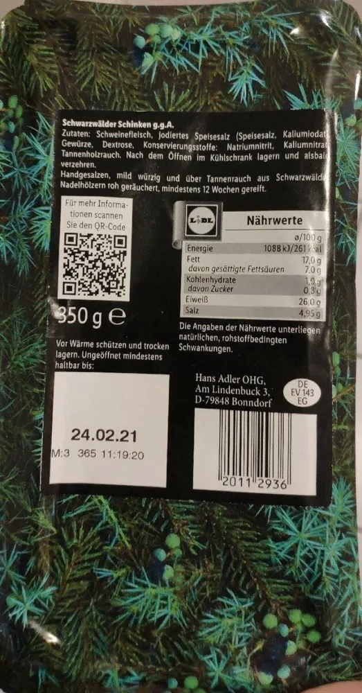 Schwarzwaldrauch, Schwarzwälder Schinken