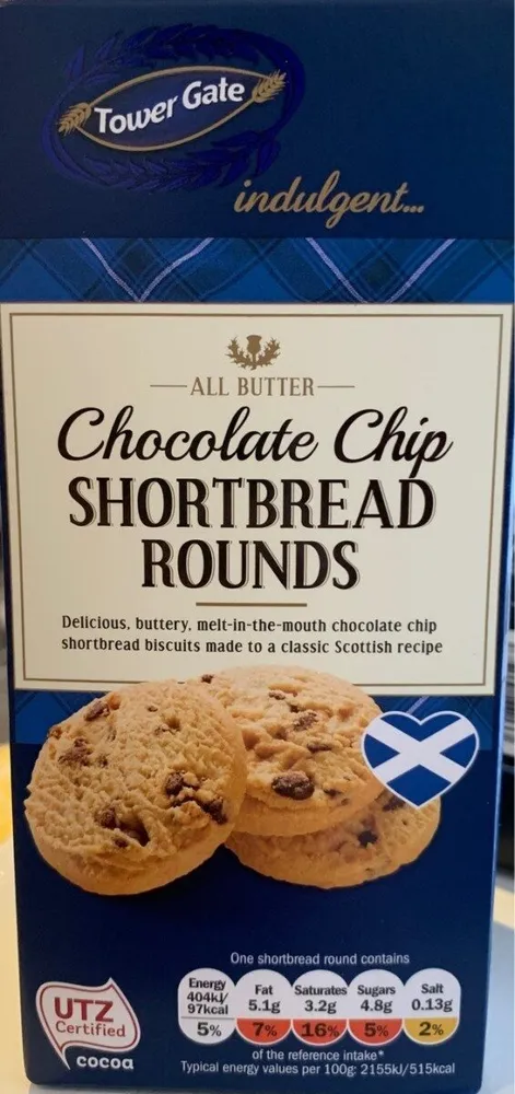 Chocolate Chip Shortbread Rounds