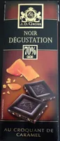 Chocolat noir dégustation 70% au croquant de caramel