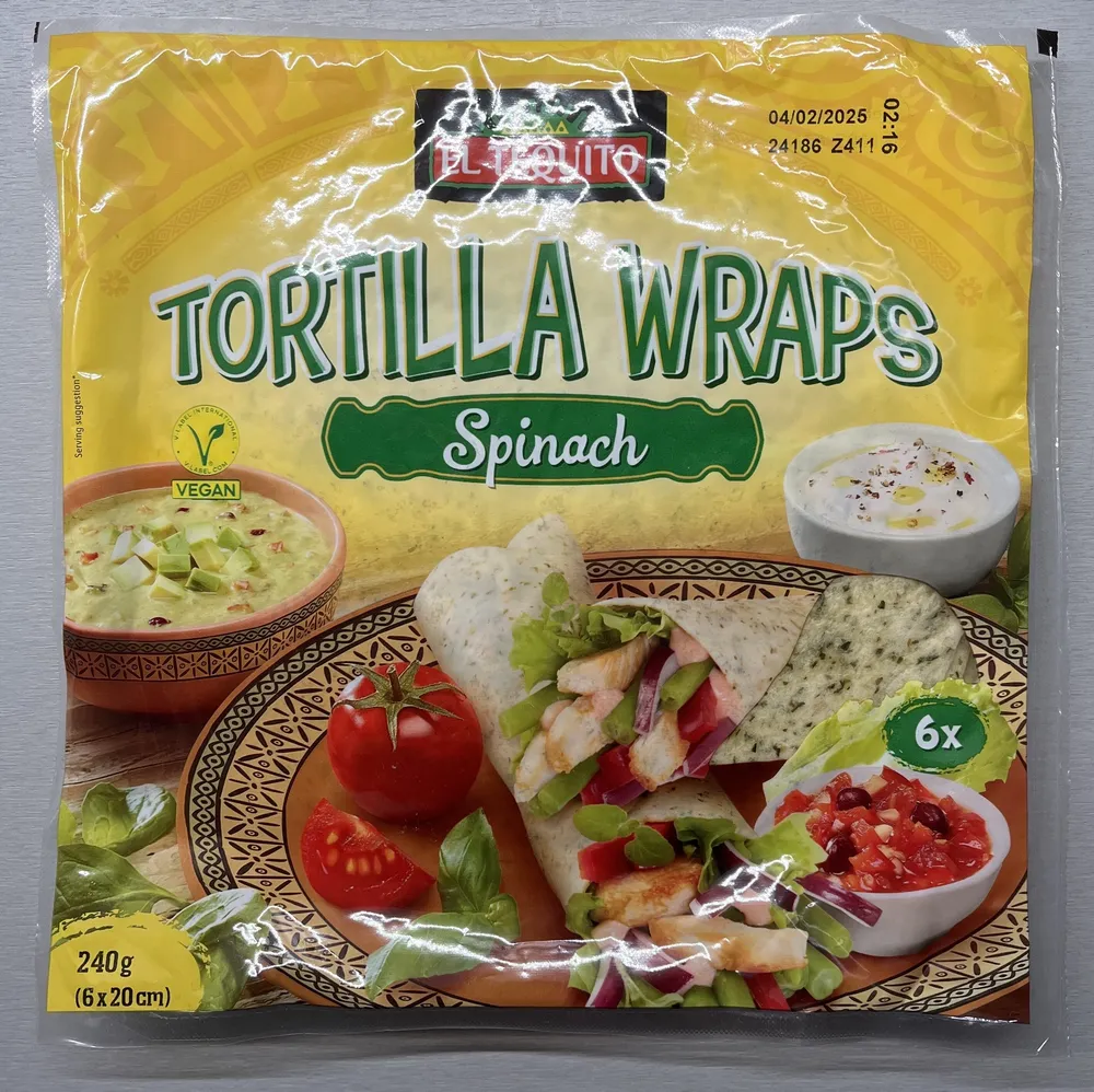 Tortilla s příchutí špenátu