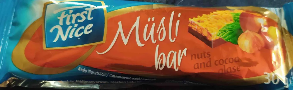 Müzli bar with nuts and cocoa glase