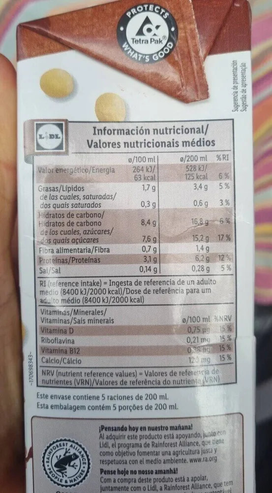 Bebida de soja con chocolate - DESCATALOGADO
