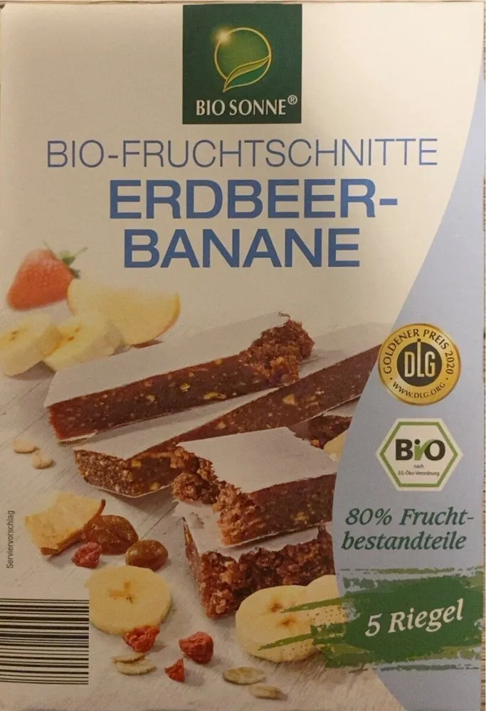 Fruchtschnitte Erdebeer-Banane