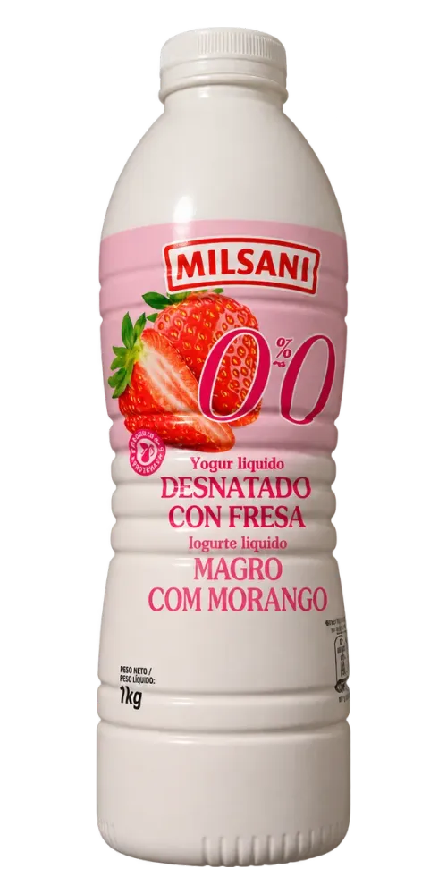 Yogur líquido desnatado con fresa / Iogurte líquido magro com morango