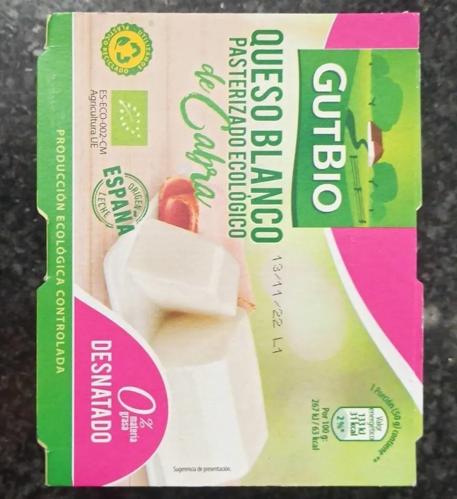 Queso blanco pasterizado  ecológico de cabra