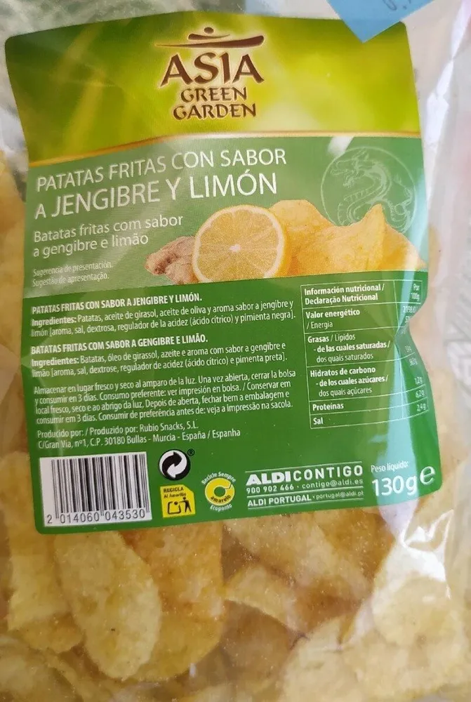 Patatas fritas con sabor a jengibre y limón