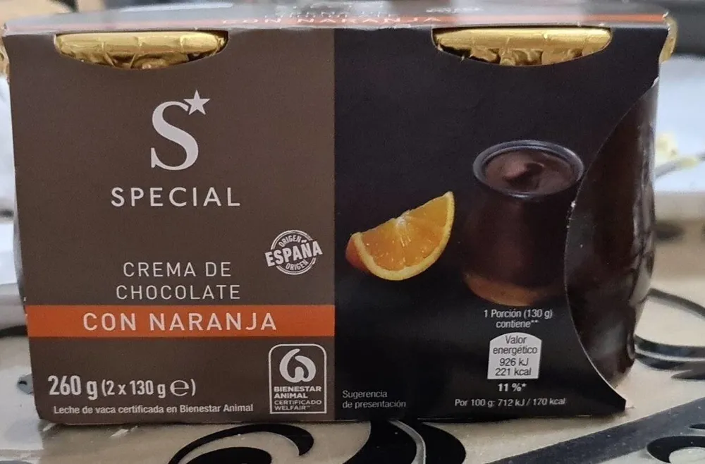 Crema de chocolate con naranja