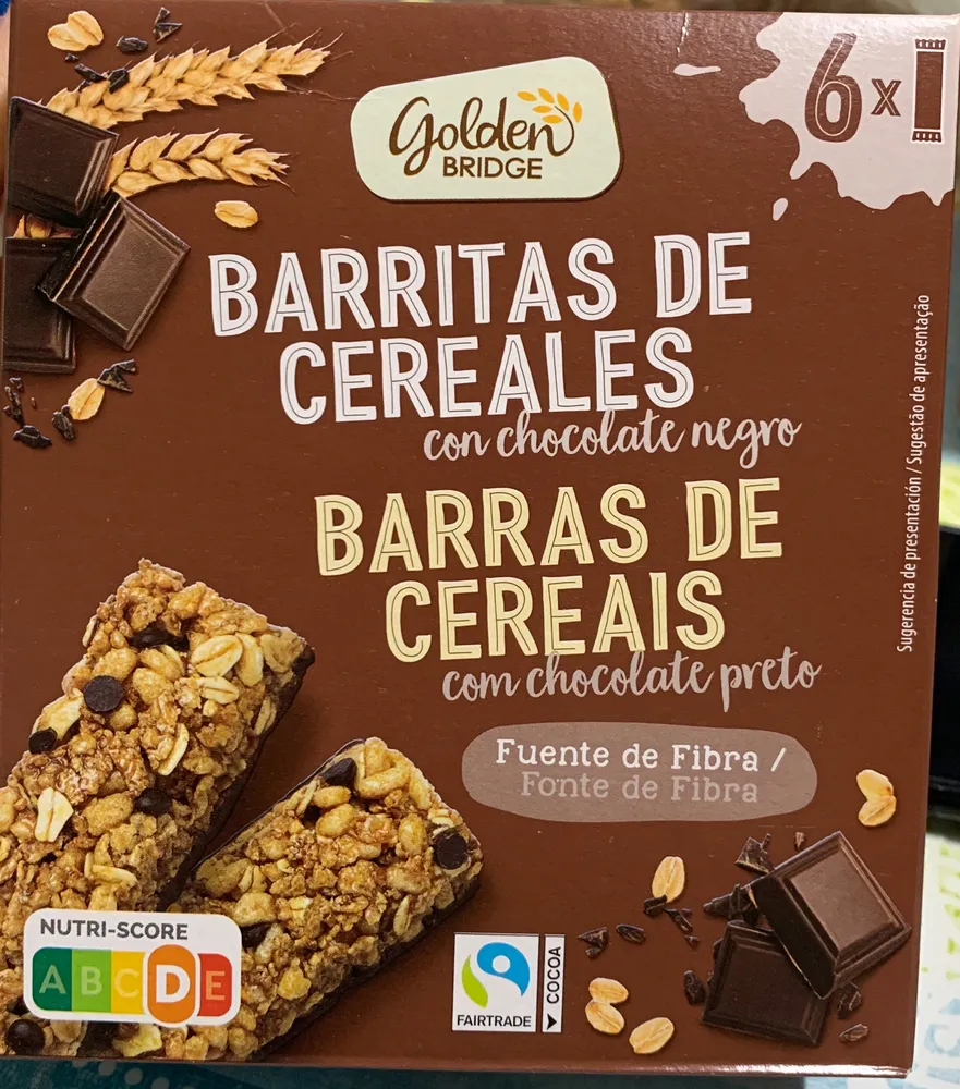 Barritas de cereales con chocolate negro