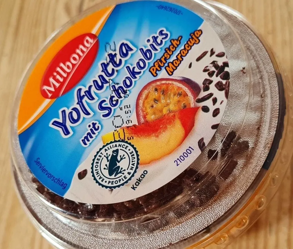 Yofrutta mit Schokobits Pfirsich-Maracuja