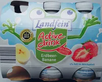 Milchmischerzeugnis mit 1% Fett im Milchanteil mit Erdbeermark und Bananensaft aus Bananensaftkonzentrat mit Vitamin B12 und Calcium.