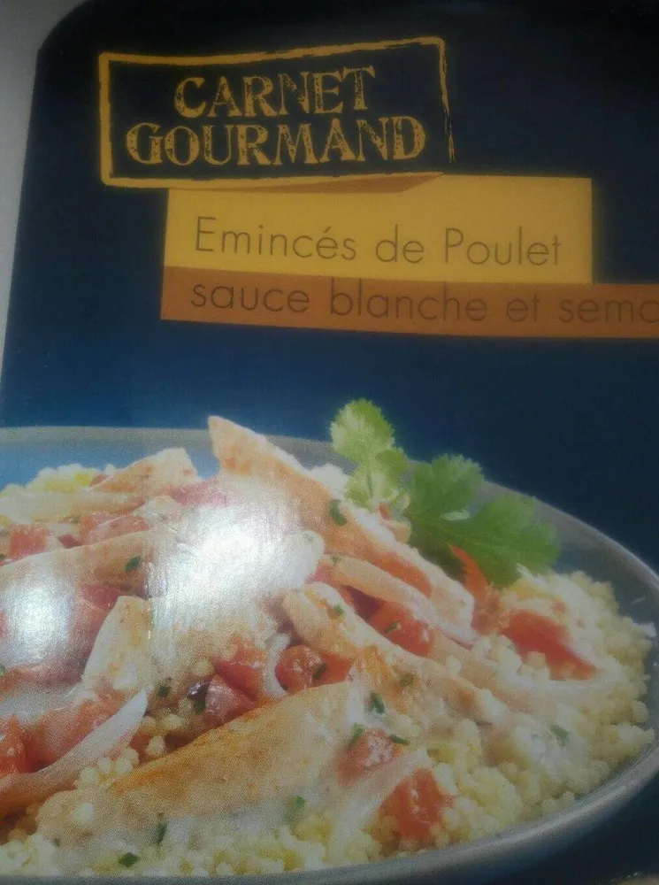 Émincé de poulet sauce blanche et semoule