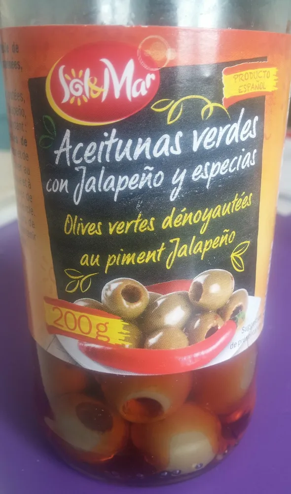 Olives vertes dénoyautées au piment