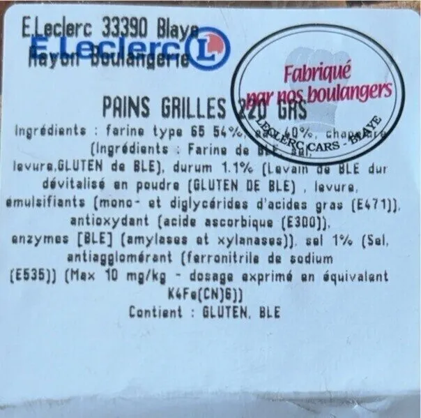 Pains grillés