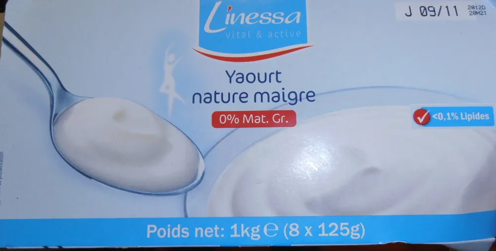 Yaourt nature maigre 0% MG