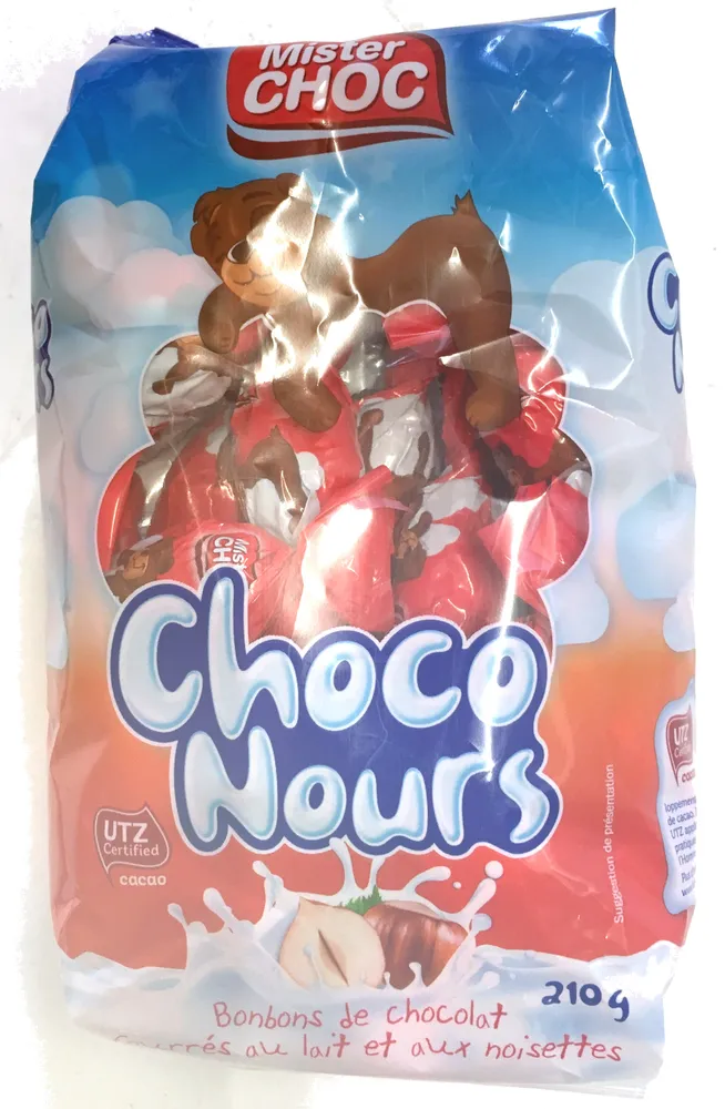 Choco Nours - Bonbons de chocolat fourrés au lait et aux noisettes