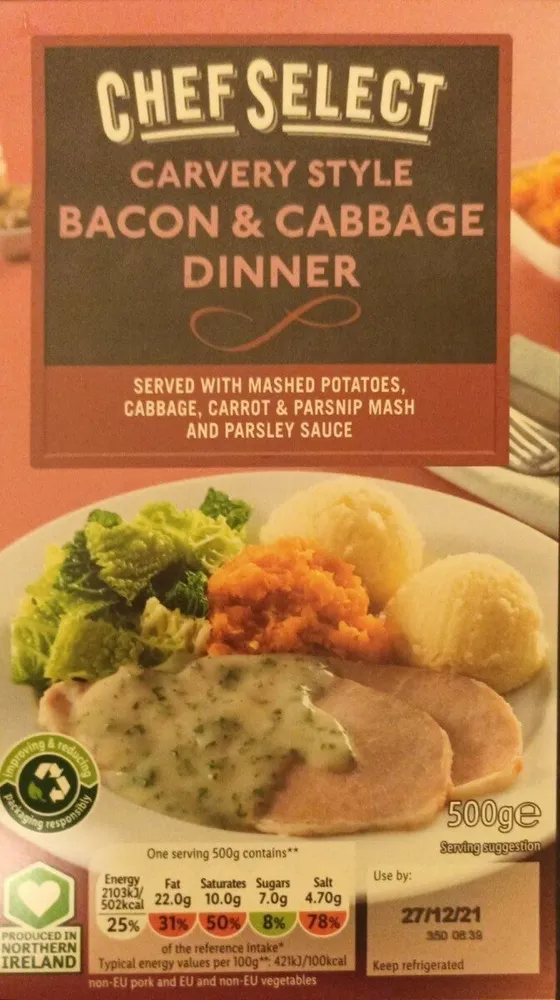 Carvery Style Bacon and Cabbage Dinner