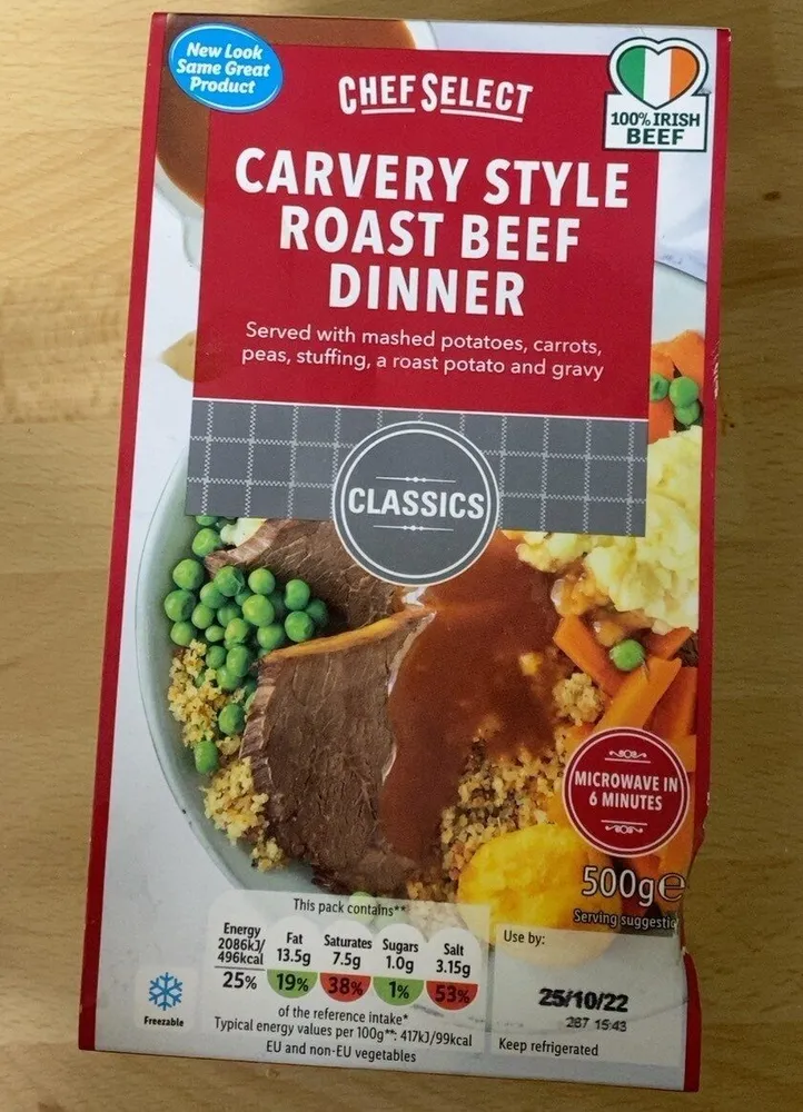 Carvery style roast beef dinner