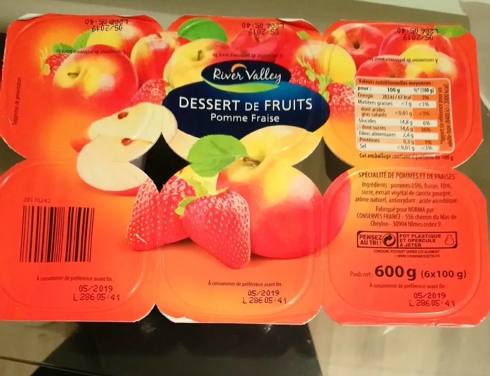 Dessert de fruits  pomme fraise