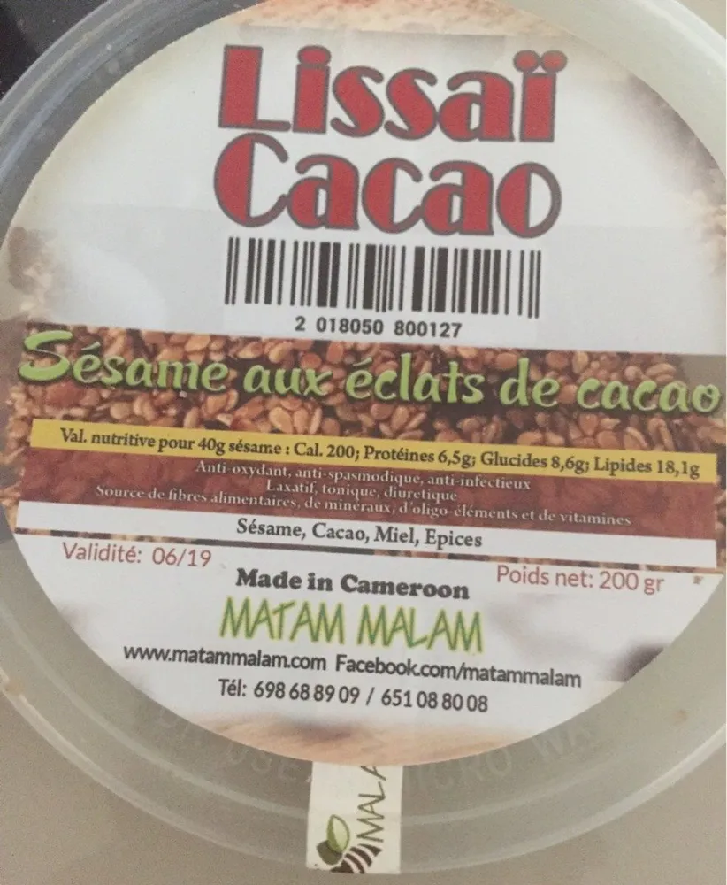 Sesame aux éclats de cacao
