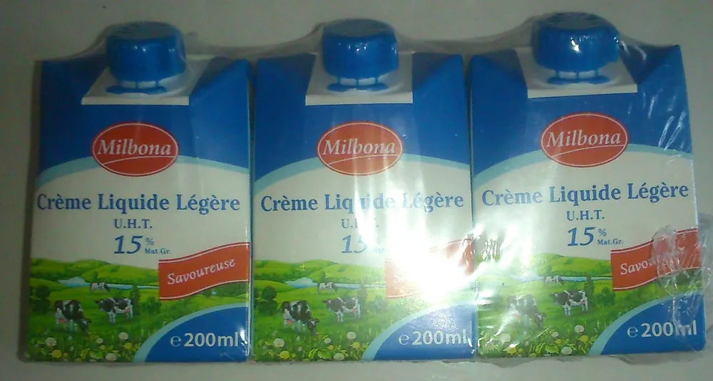 Crème légère liquide UHT (15% MG)