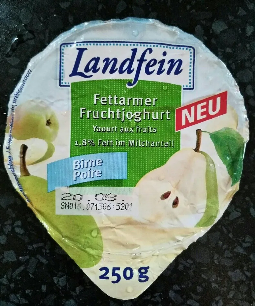 Fettarmer fruchtjoghurt birne