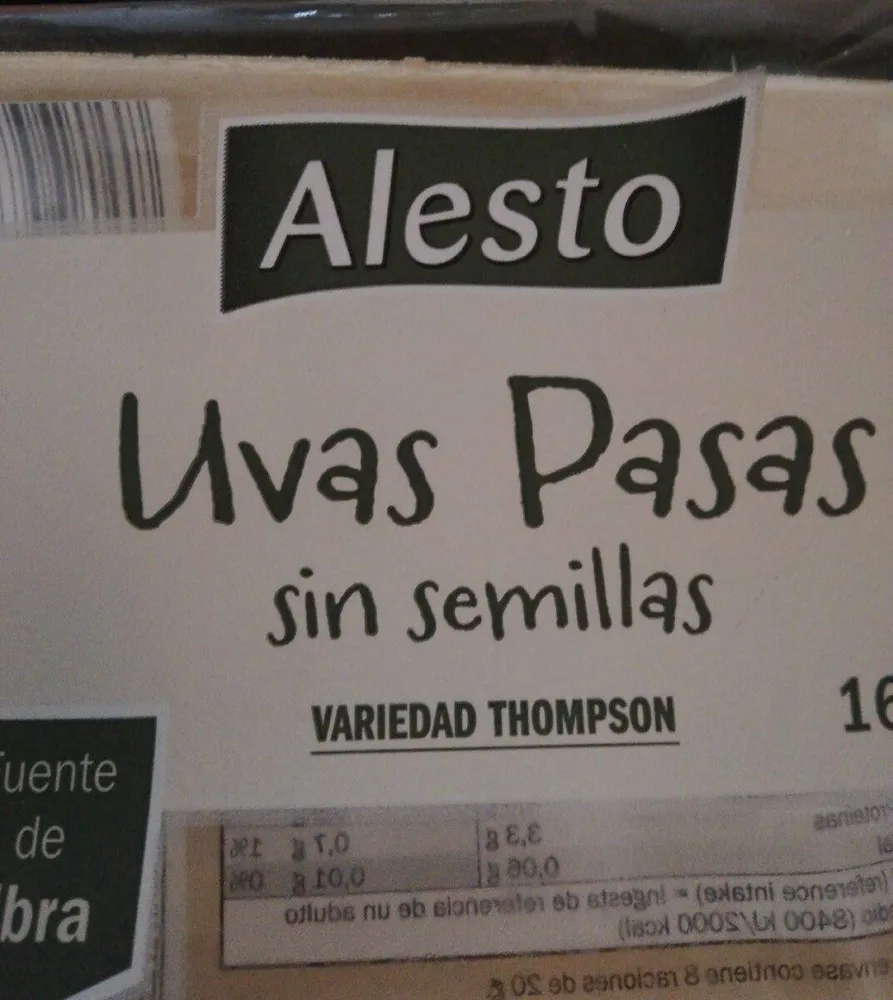 Uvas pasas sin semillas