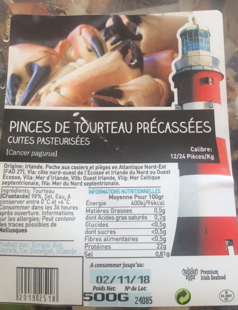 Pinces de tourteau precassées