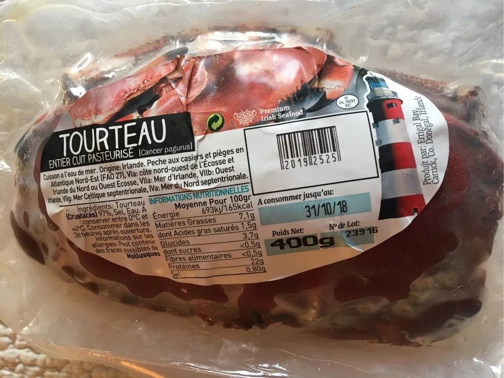 Tourteau entier cuit pasteurisé