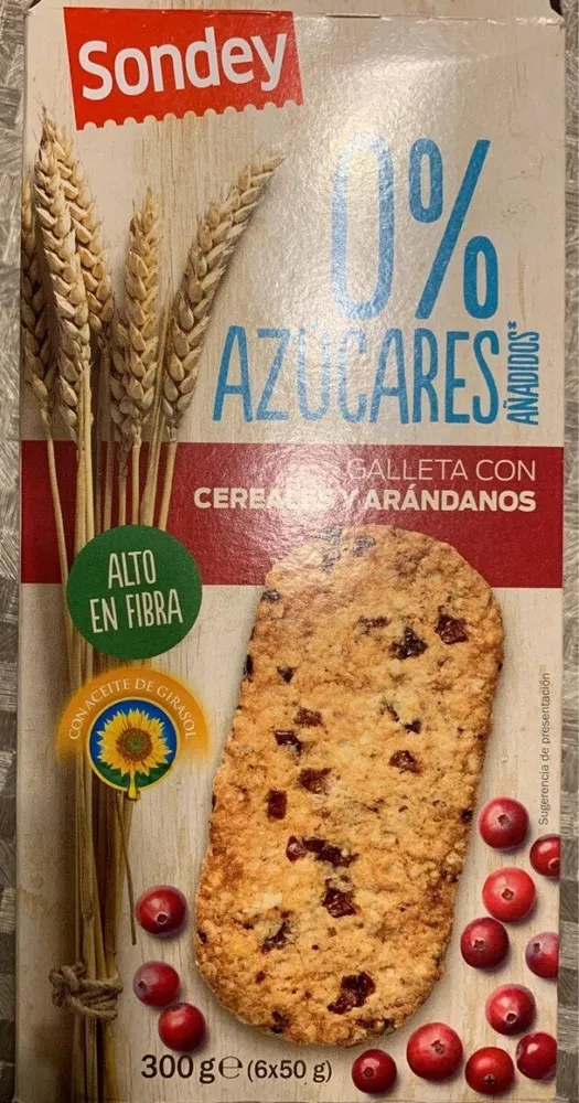 Galleta con cereales y arándanos 0%